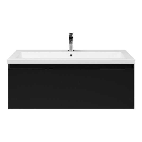 Domburg badmeubel 100 cm zwart mat met Cadzand wastafel wit mat