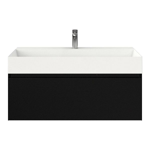 Domburg badmeubel 100 cm zwart mat met keramische Marken wastafel wit mat, 1 kraangat