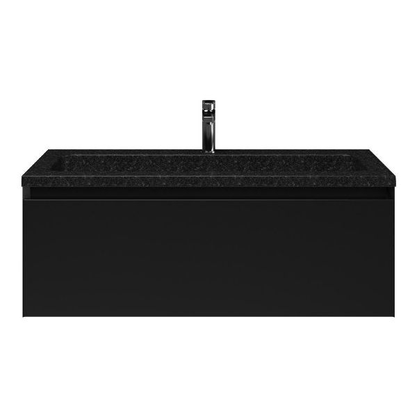 Domburg badmeubel 100 cm zwart mat met natuurstenen Square wastafel shanxi black
