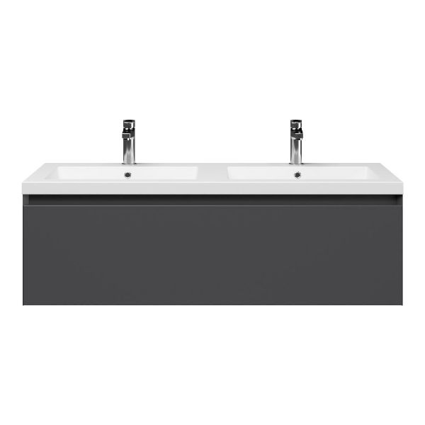 Domburg badmeubel 120 cm antraciet mat met polystone Cadzand wastafel wit mat