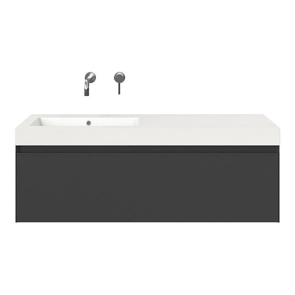 Domburg badmeubel 120 cm antraciet mat met polystone Cadzand wastafel wit glans
