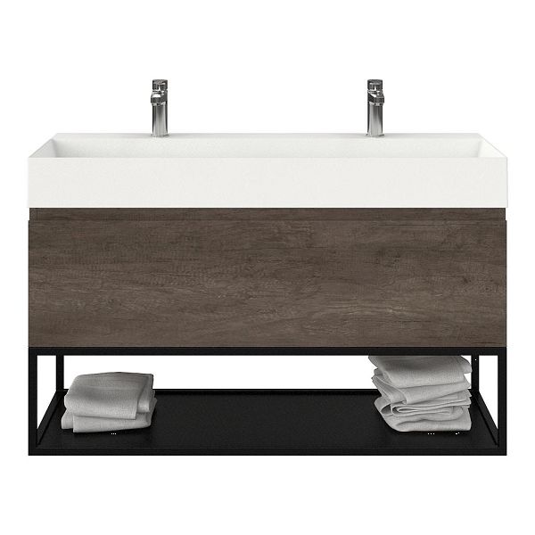 Domburg badmeubel 120 cm olm donker grijs met keramische Marken wastafel wit mat
