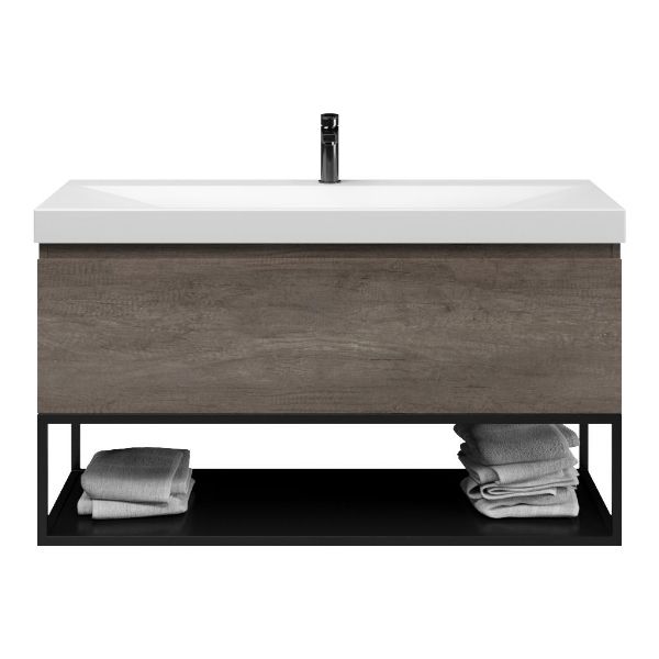Domburg badmeubel 120 cm olm donker grijs met keramische Rockanje wastafel wit mat