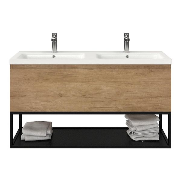 Domburg badmeubel 120 cm olm met keramische Dishoek wastafel wit glans