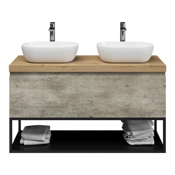 Domburg badmeubel 120 cm steigerhout look grijs