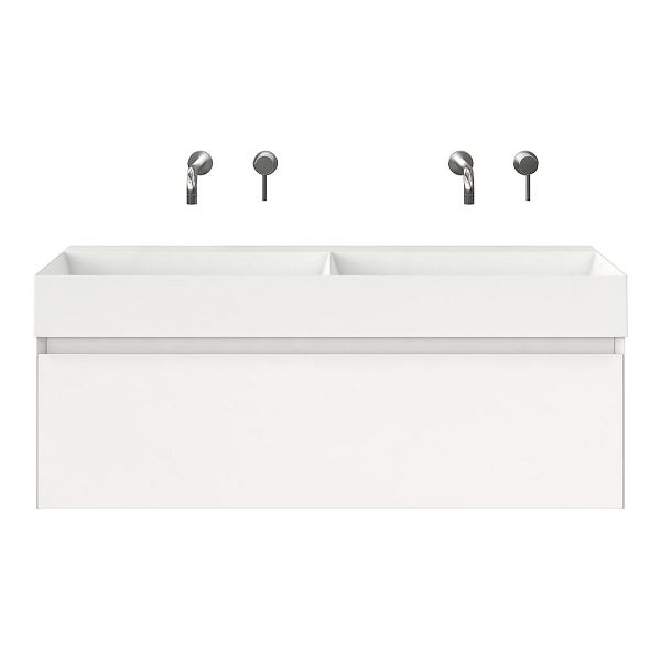 Domburg badmeubel 120 cm wit hoogglans met keramische Marken wastafel wit glans