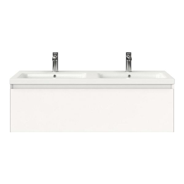 Domburg badmeubel 120 cm wit mat met keramische Dishoek wastafel wit glans