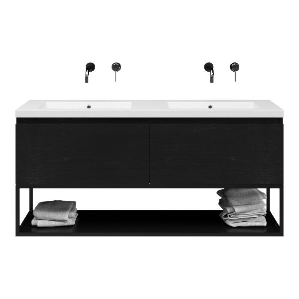 Domburg badmeubel 140 cm mat zwart eiken