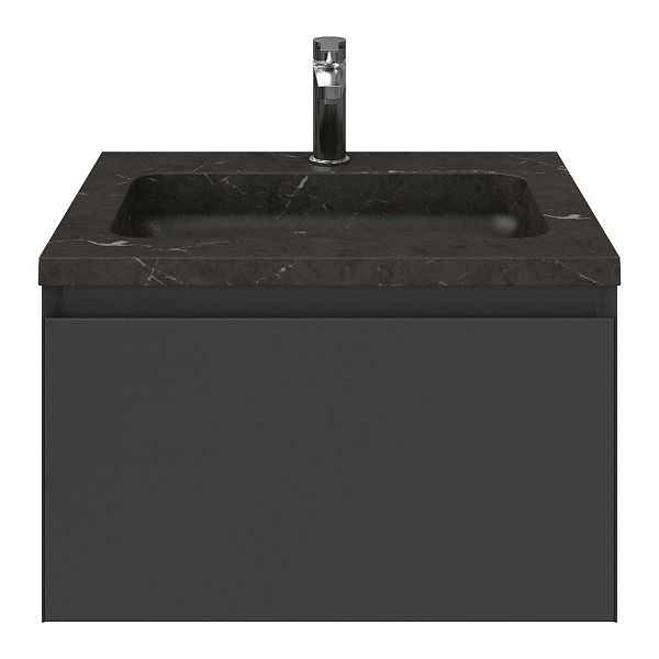 Domburg badmeubel 60 cm antraciet mat met natuurstenen Square wastafel blue stone