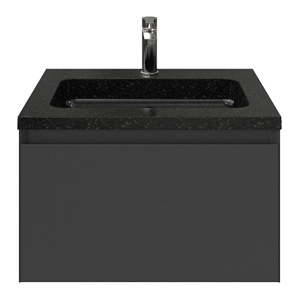 Domburg badmeubel 60 cm antraciet mat met natuurstenen Square wastafel shanxi black
