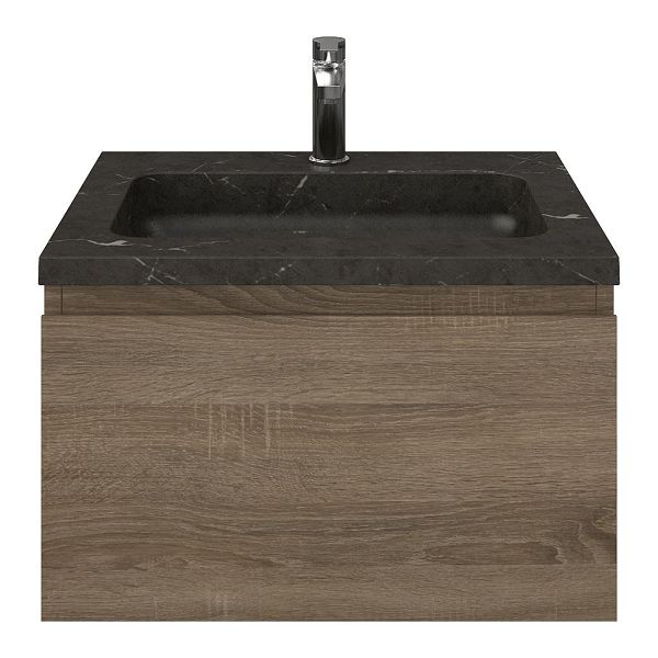 Domburg badmeubel 60 cm eiken donker met natuurstenen Square wastafel blue stone
