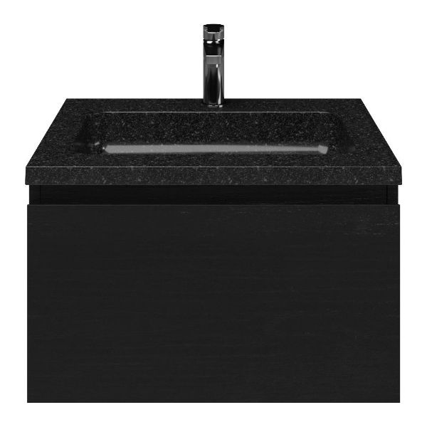 Domburg badmeubel 60 cm mat zwart eiken met natuurstenen Square wastafel shanxi black