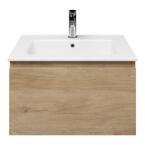 Domburg badmeubel 60 cm olm met keramische Callantsoog wastafel wit glans, 1 kraangat