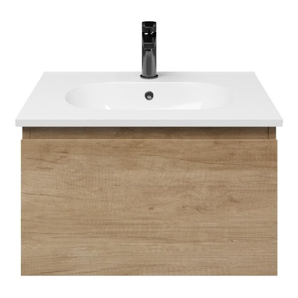 Domburg badmeubel 60 cm olm met keramische Ellemeet wastafel wit glans