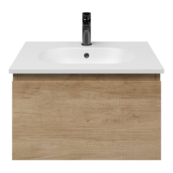 Domburg badmeubel 60 cm olm met keramische Ellemeet wastafel wit mat keramiek