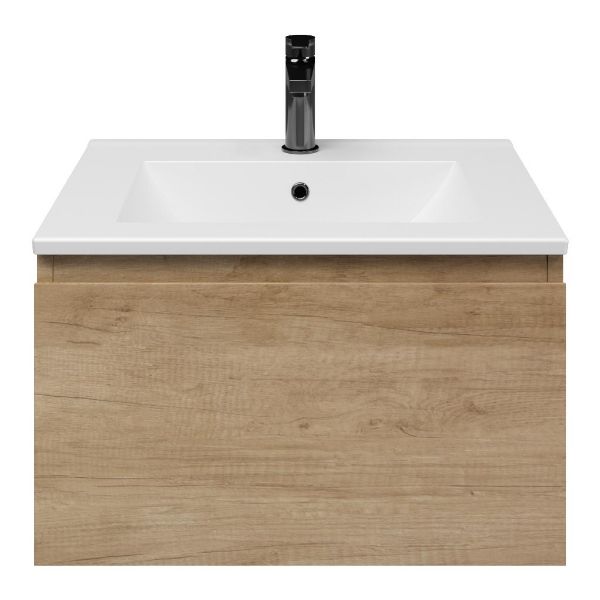 Domburg badmeubel 60 cm olm met keramische Huisduinen wastafel wit mat
