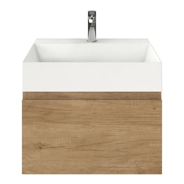 Domburg badmeubel 60 cm olm met keramische Marken wastafel wit glans, 1 kraangat
