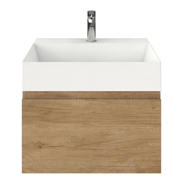 Domburg badmeubel 60 cm olm met keramische Marken wastafel wit mat, 1 kraangat
