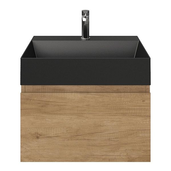 Domburg badmeubel 60 cm olm met keramische Marken wastafel zwart mat