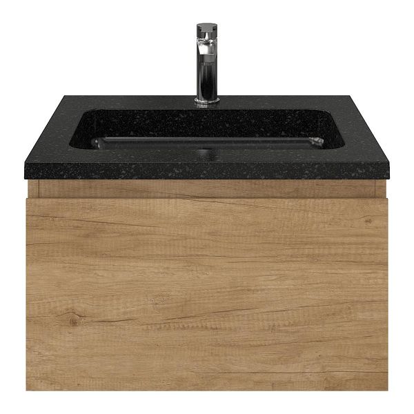 Domburg badmeubel 60 cm olm met natuurstenen Square wastafel shanxi black