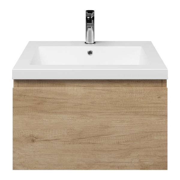 Domburg badmeubel 60 cm olm met polystone Cadzand wastafel wit mat