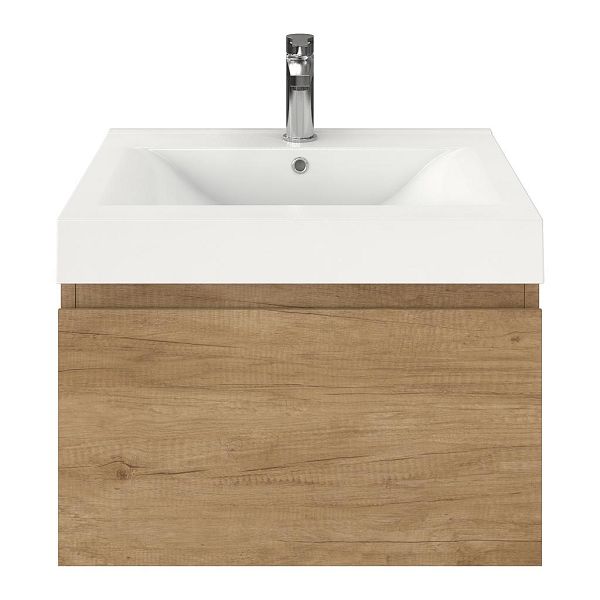 Domburg badmeubel 60 cm olm met polystone Wave wastafel wit glans