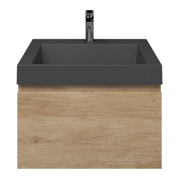 Domburg badmeubel 60 cm olm met quartz Haamstede-q wastafel grijs mat