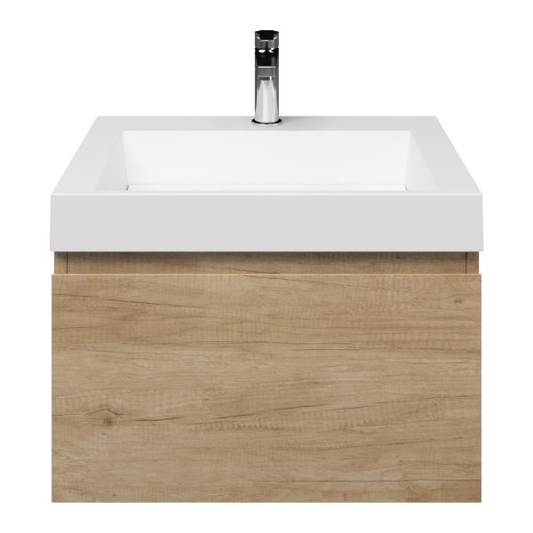 Domburg badmeubel 60 cm olm met quartz Haamstede-q wastafel wit mat, 1 kraangat