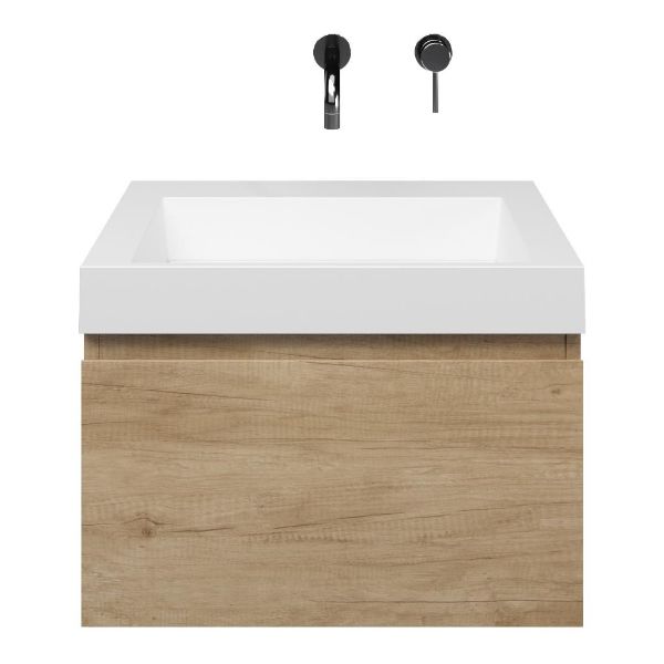 Domburg badmeubel 60 cm olm met quartz Haamstede-q wastafel wit mat, zonder kraangat