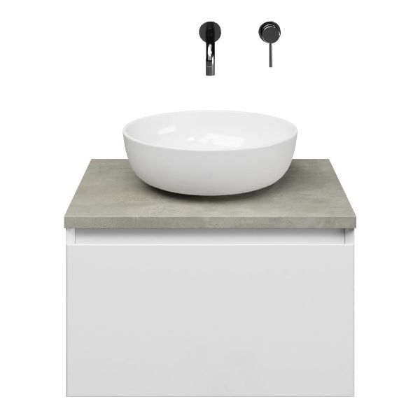 Domburg badmeubel 60 cm wit hoogglans met afdekblad 2,5 cm beton
