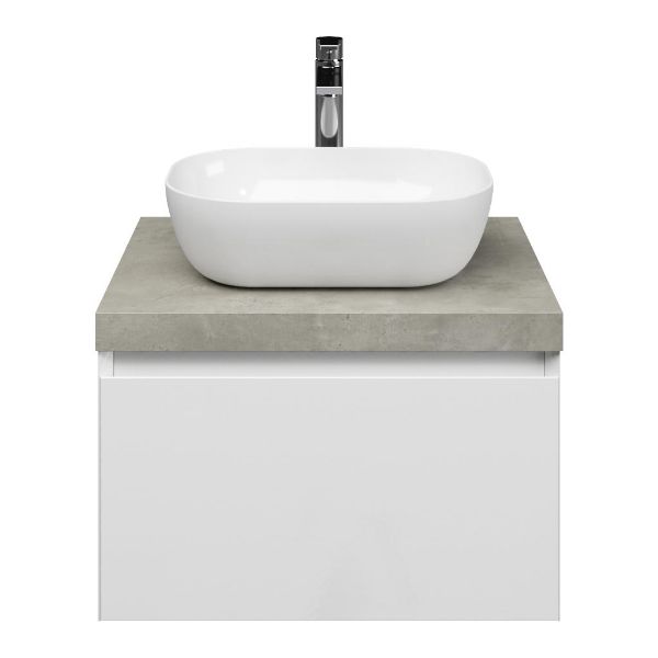 Domburg badmeubel 60 cm wit hoogglans met afdekblad 5 cm beton