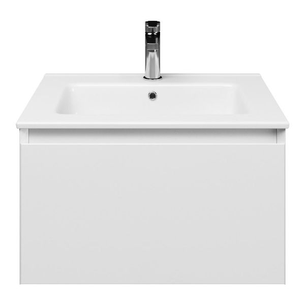Domburg badmeubel 60 cm wit hoogglans met keramische Callantsoog wastafel wit glans, 1 kraangat