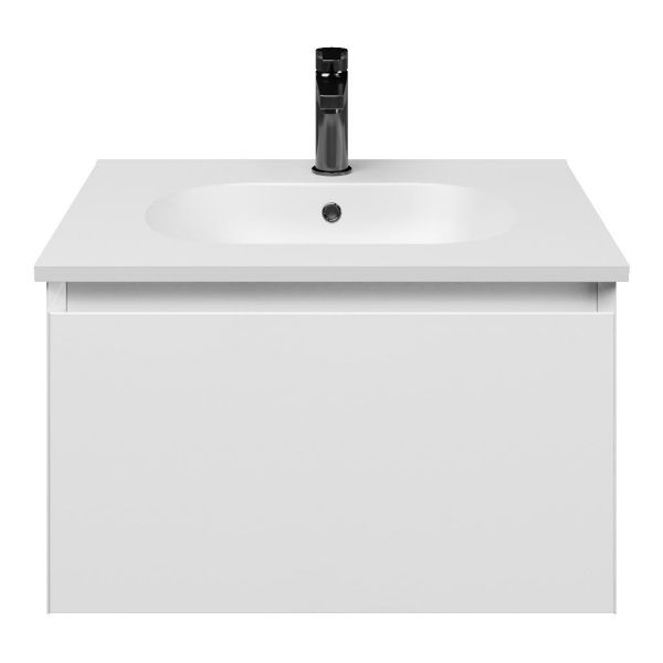 Domburg badmeubel 60 cm wit hoogglans met keramische Ellemeet wastafel wit mat keramiek