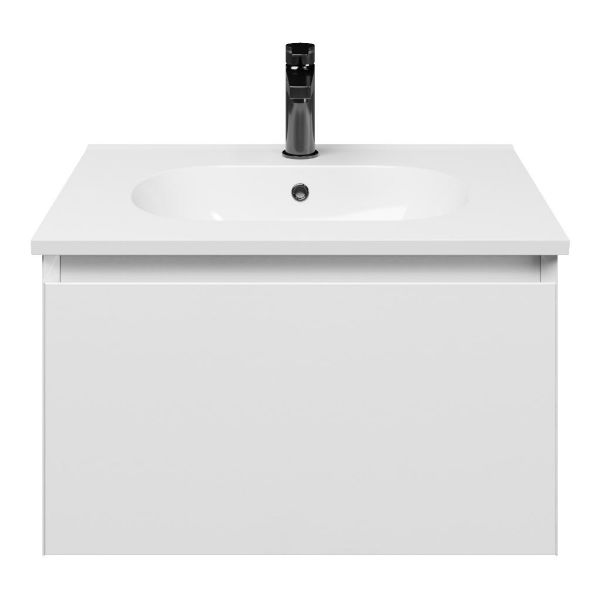 Domburg badmeubel 60 cm wit hoogglans met keramische Ellemeet wastafel wit glans