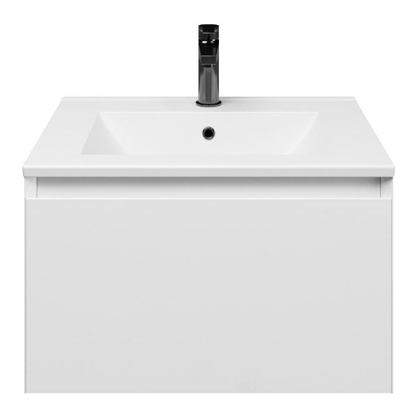 Domburg badmeubel 60 cm wit hoogglans met keramische Huisduinen wastafel wit glans