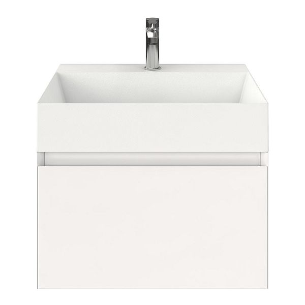 Domburg badmeubel 60 cm wit hoogglans met keramische Marken wastafel wit mat, 1 kraangat