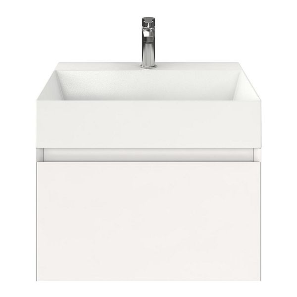 Domburg badmeubel 60 cm wit hoogglans met keramische Marken wastafel wit glans, 1 kraangat