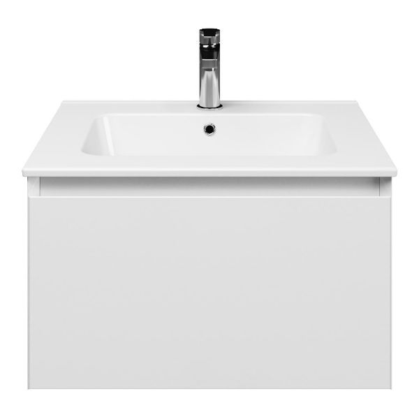 Domburg badmeubel 60 cm wit hoogglans met keramische Quadra wastafel wit glans