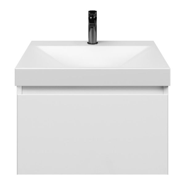 Domburg badmeubel 60 cm wit hoogglans met keramische Rockanje wastafel wit mat, 1 kraangat