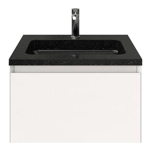 Domburg badmeubel 60 cm wit hoogglans met natuurstenen Square wastafel shanxi black