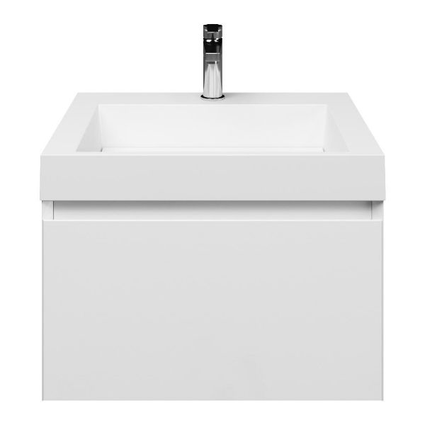 Domburg badmeubel 60 cm wit hoogglans met polystone Haamstede wastafel wit glans, 1 kraangat