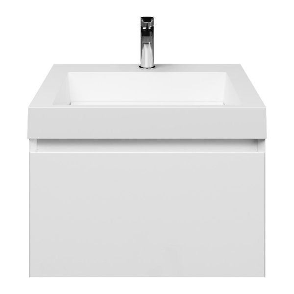 Domburg badmeubel 60 cm wit hoogglans met quartz Haamstede-q wastafel wit mat, 1 kraangat