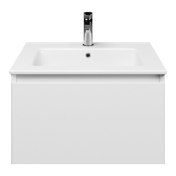 Domburg badmeubel 60 cm wit mat met keramische Callantsoog wastafel wit glans, 1 kraangat