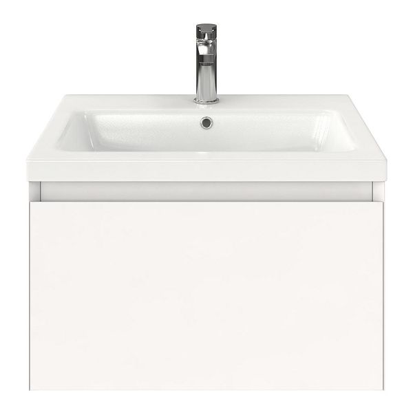 Domburg badmeubel 60 cm wit mat met keramische Dishoek wastafel wit glans, 1 kraangat