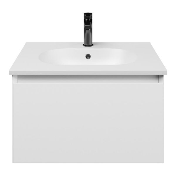 Domburg badmeubel 60 cm wit mat met keramische Ellemeet wastafel wit mat keramiek