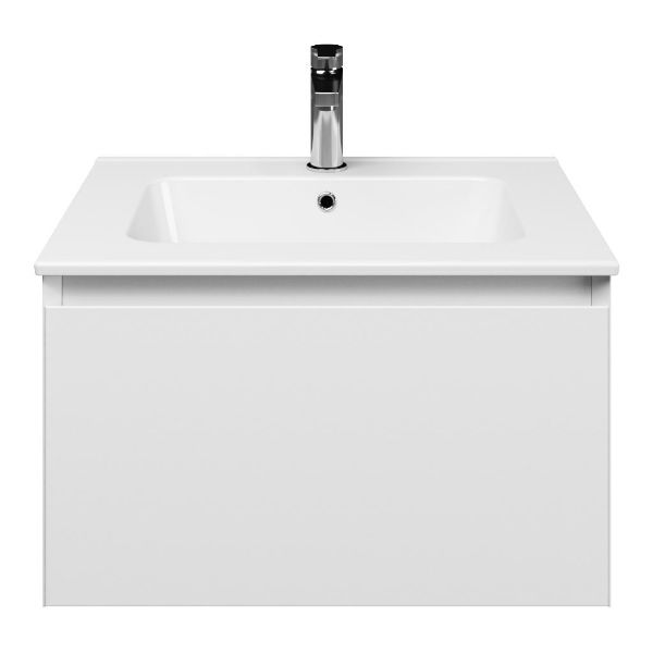 Domburg badmeubel 60 cm wit mat met keramische Quadra wastafel wit glans