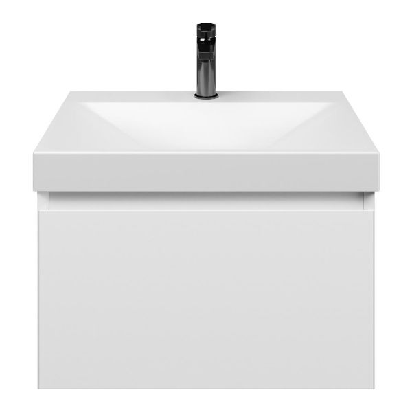 Domburg badmeubel 60 cm wit mat met keramische Rockanje wastafel wit mat, 1 kraangat
