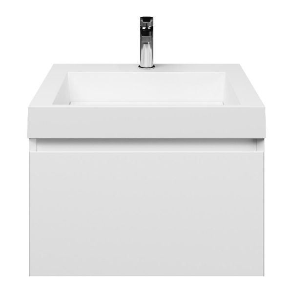 Domburg badmeubel 60 cm wit mat met polystone Haamstede wastafel wit glans, 1 kraangat