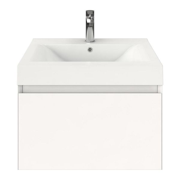 Domburg badmeubel 60 cm wit mat met polystone Wave wastafel wit glans