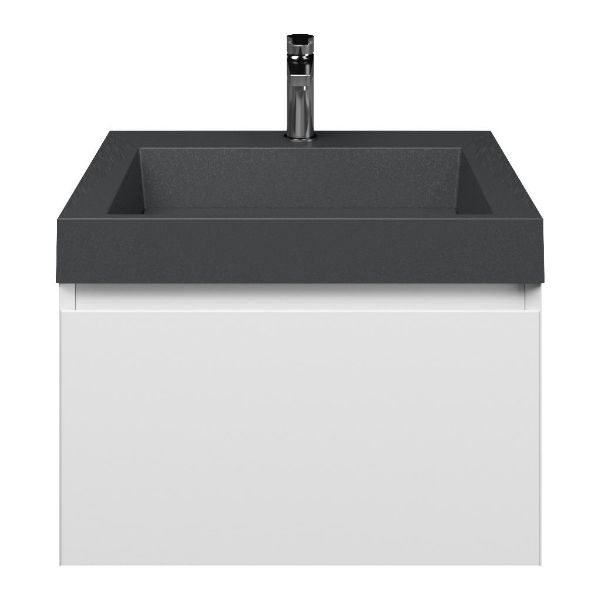 Domburg badmeubel 60 cm wit mat met quartz Haamstede-q wastafel grijs mat